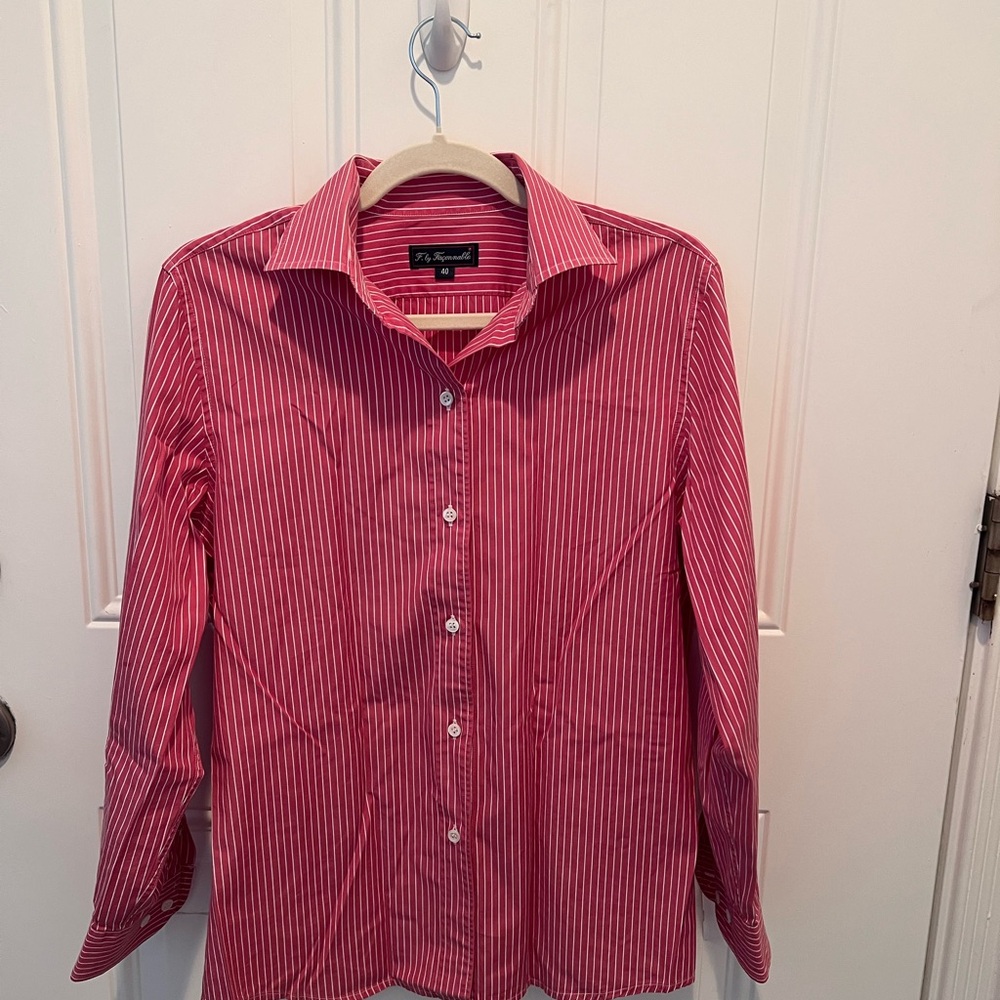 Faconnable Fuchsia and White Striped Shirt